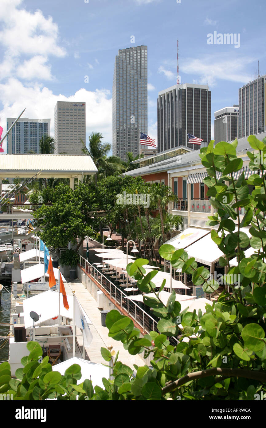 Beside the Port of Miami overlooking The Marketplace area Downtown Bayside area Florida United States of America Stock Photo