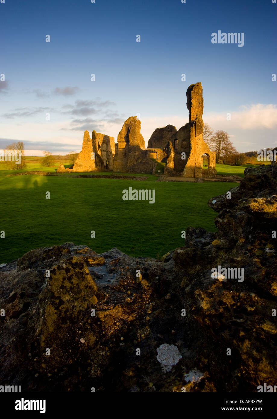 Sherborne Old Castle, Dorset, UK in late afternoon sunlight Stock Photo