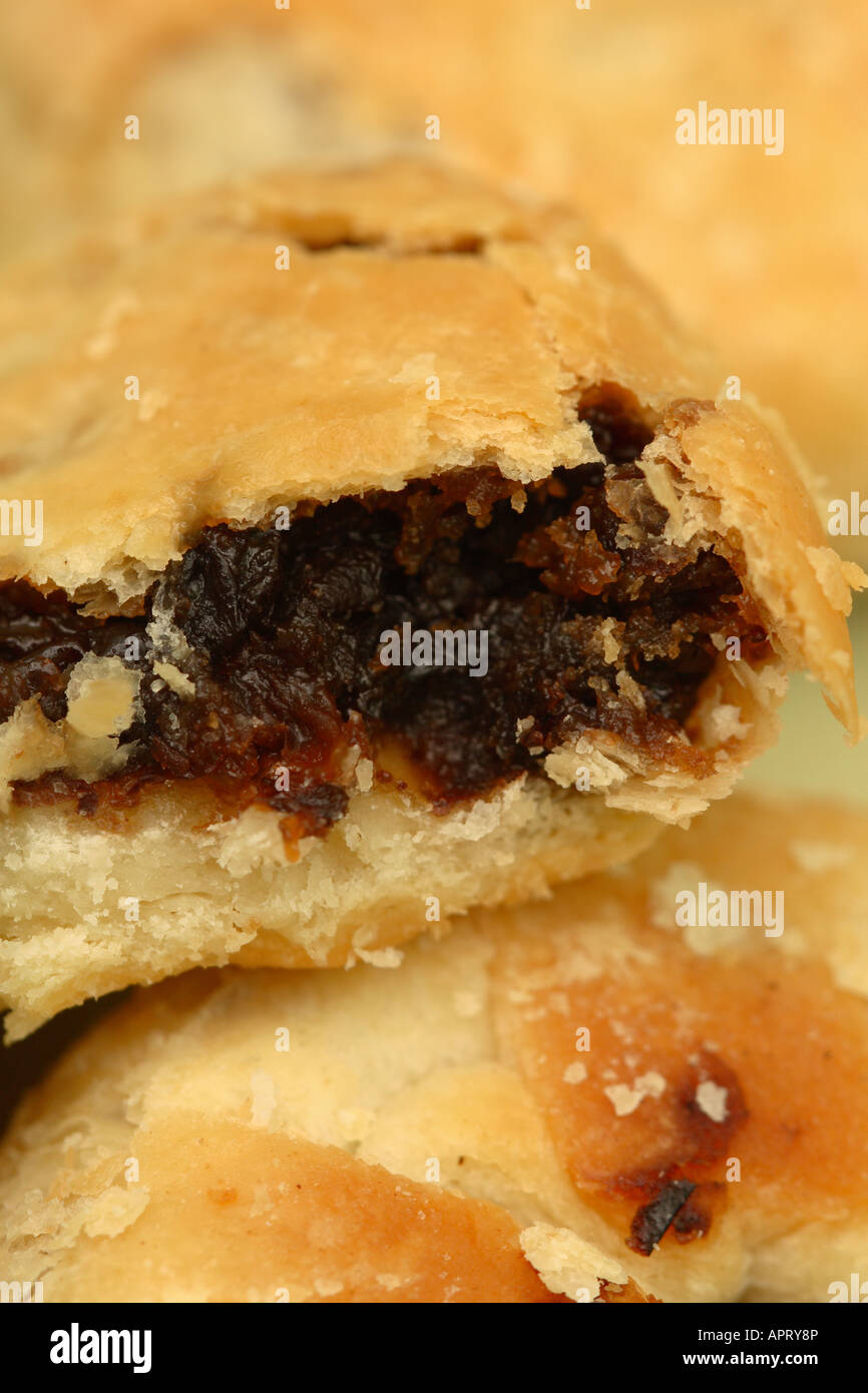Eccles Cake full of fruit currants puff pastry and sugar Stock Photo