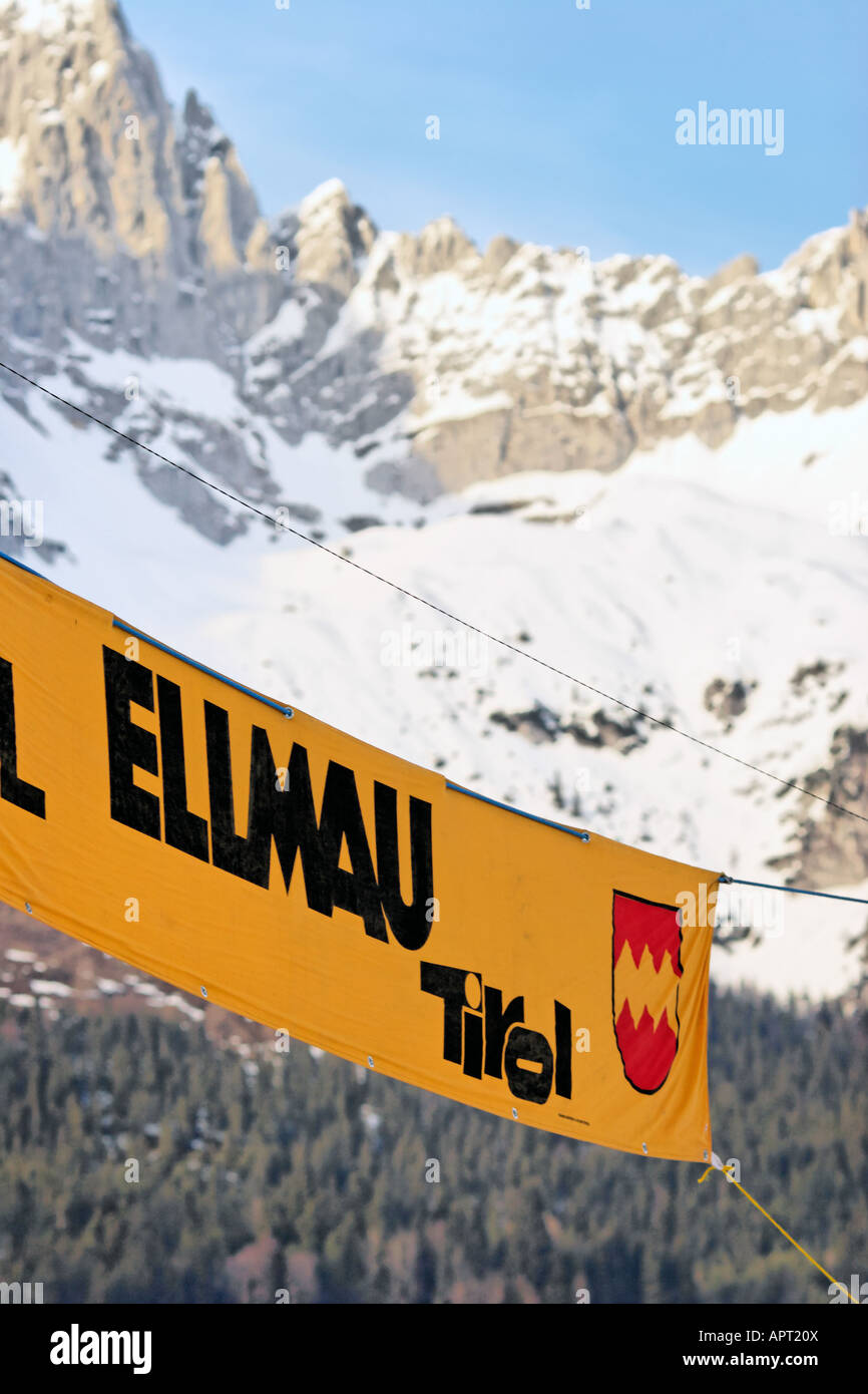 Finish post at the Ellmau skijoering event Stock Photo