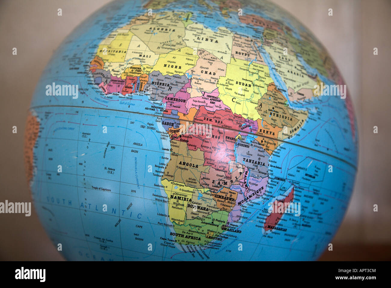 Countries of Africa on globe Stock Photo Alamy