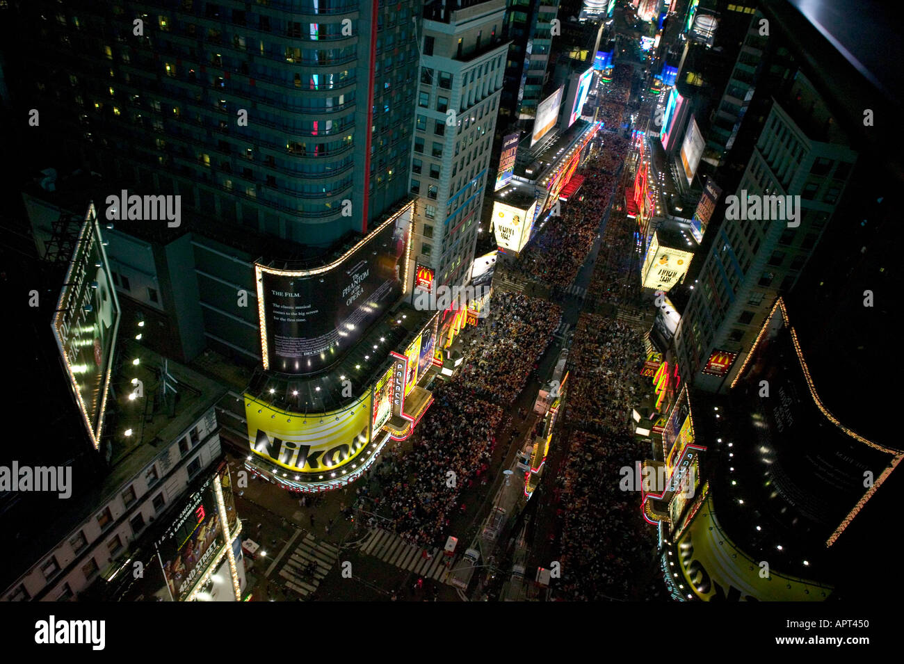 Looking down Times Square in New York, USA on New Year s Eve December 2004 Stock Photo