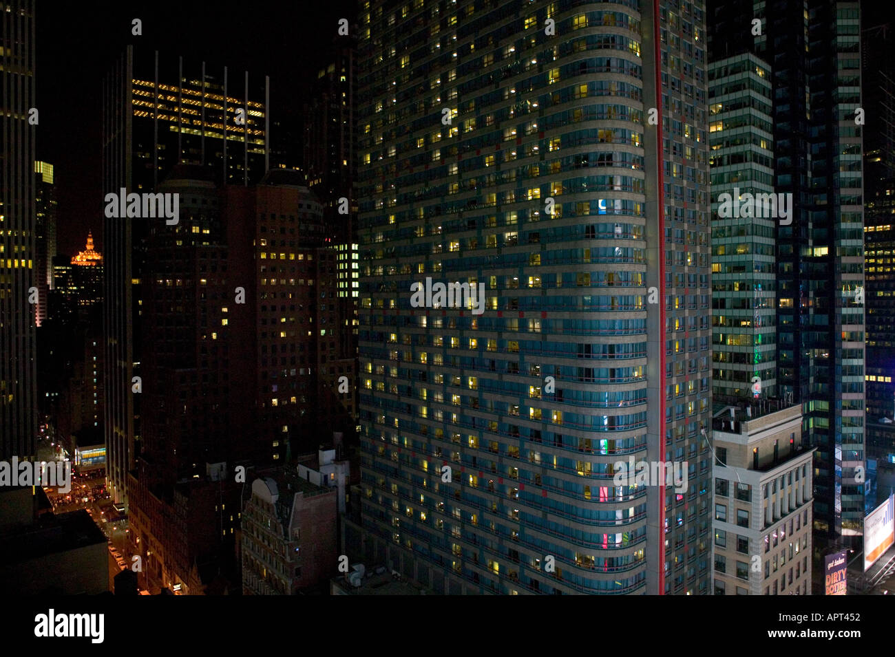 Nightime view of midtown Manhattan skyscrapers in New York USA December 2004 Stock Photo