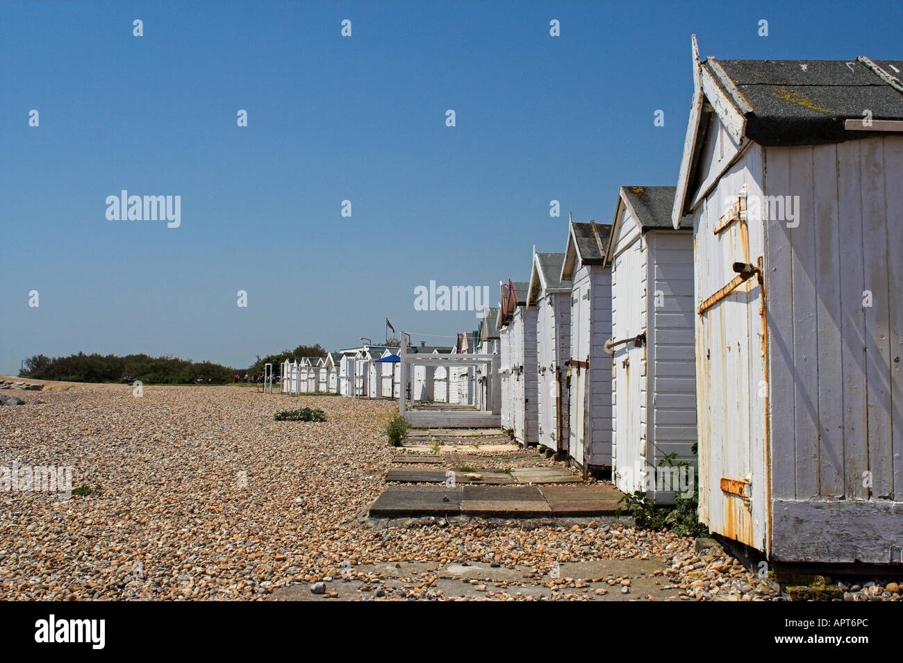 Beach huts on Goring by Sea beach Stock Photo Alamy