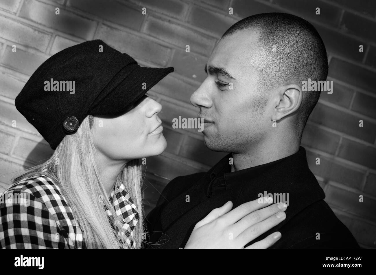 Couple mixed race black white Black and White Stock Photos & Images - Alamy