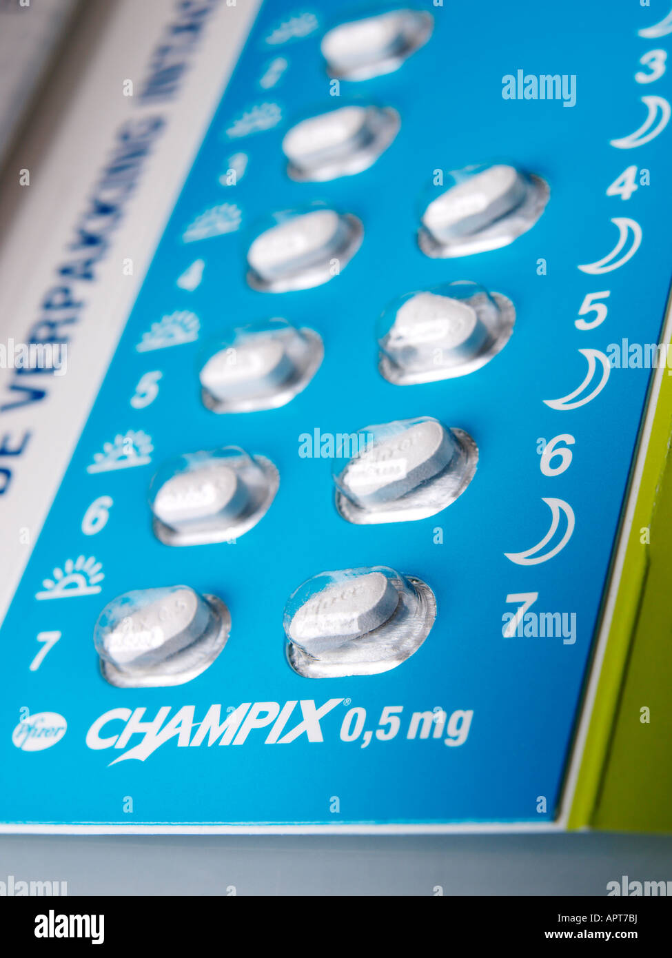 Champix by Pfizer packaging a new medicine drug to quit stop smoking