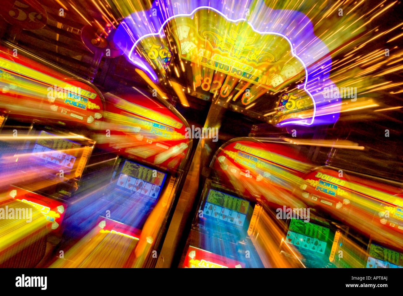 casino lights slot machines blurred and out of focus Stock Photo - Alamy