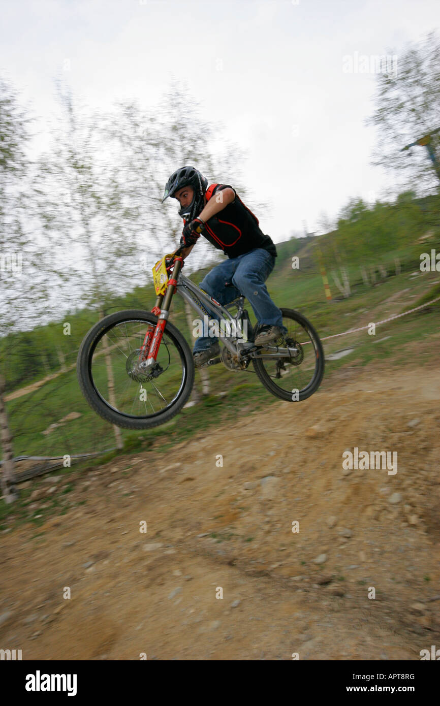 Mountain Bike Jump Stock Photo Alamy