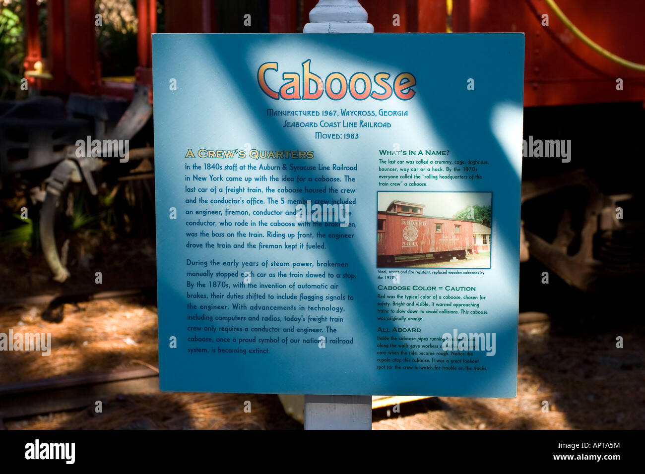 HIstorical Park Signage Caboose Stock Photo - Alamy