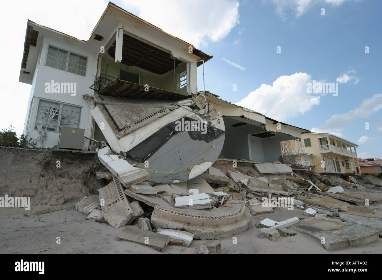 Vero Beach Florida,weather,Hurricane Jeanne damage,wind,storm,weather,destruction,missing beachfront,home,residence,house home houses homes residence, Stock Photo