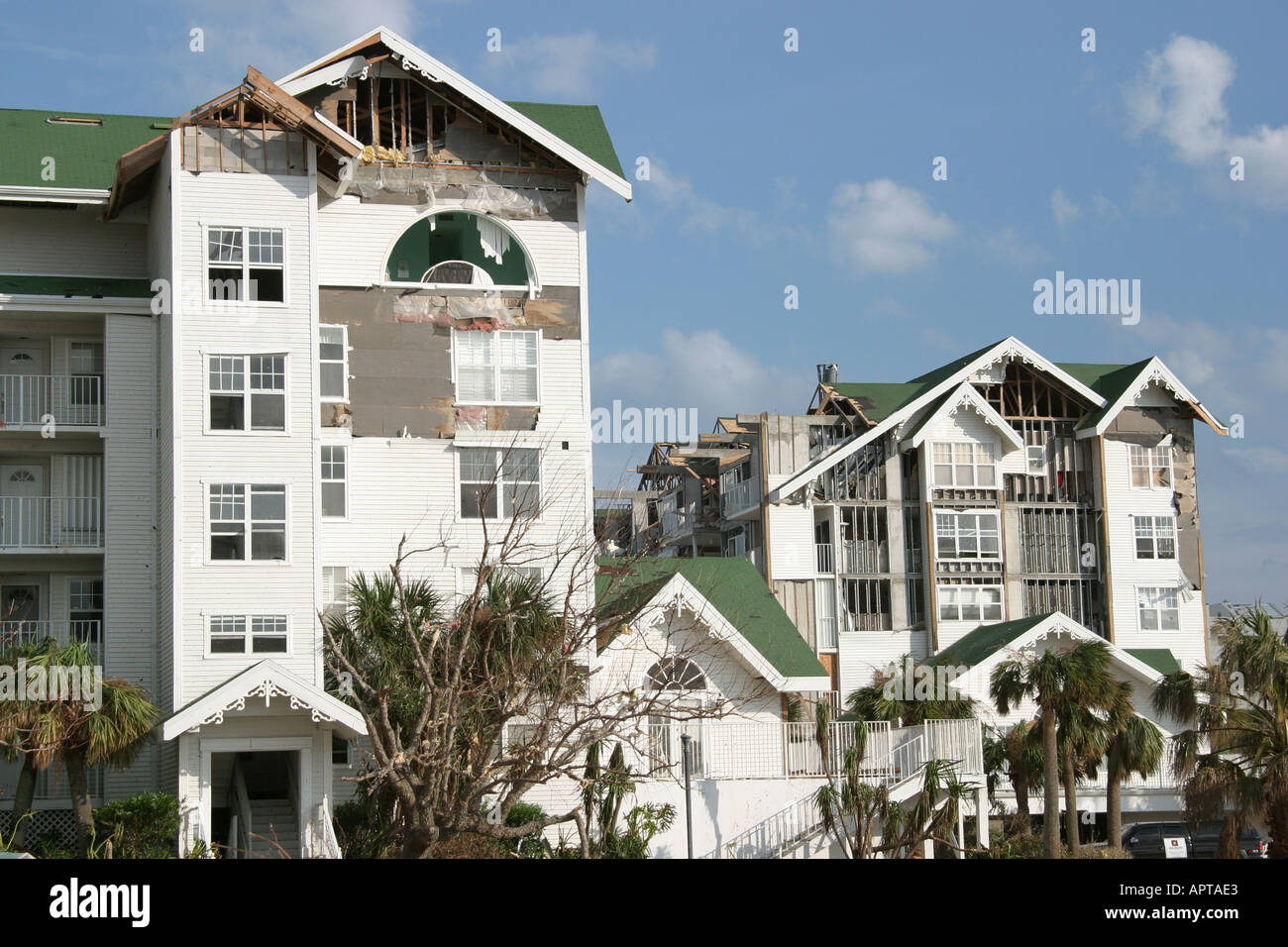Florida FL South Brevard County Vero Beach weather Hurricane Jeanne damage wind storm weather environment destruction residential condomin Stock Photo