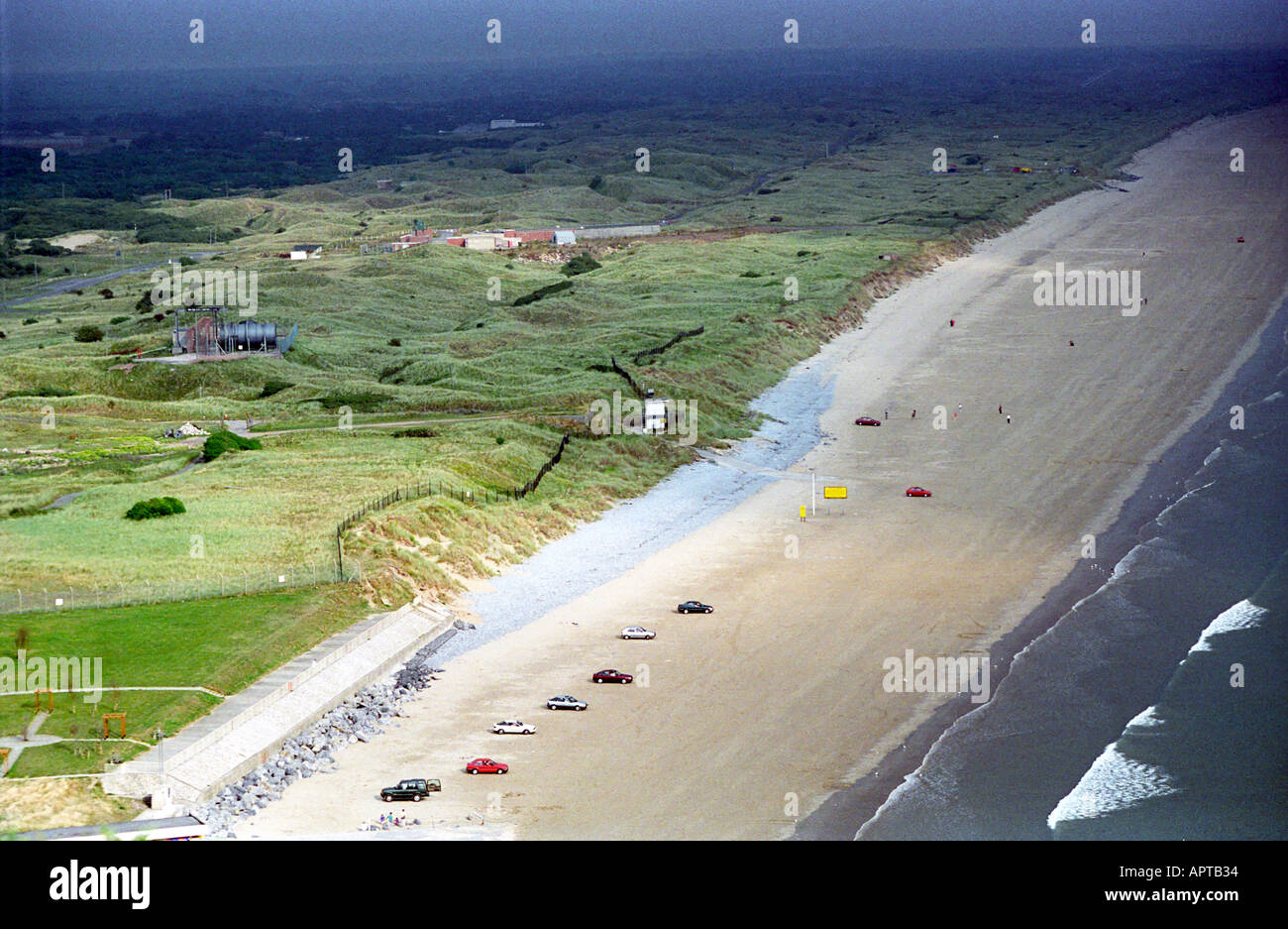 Pendine Sands in Pembrokeshire miles of flat beaches and the venue for many land speed record attempts Stock Photo