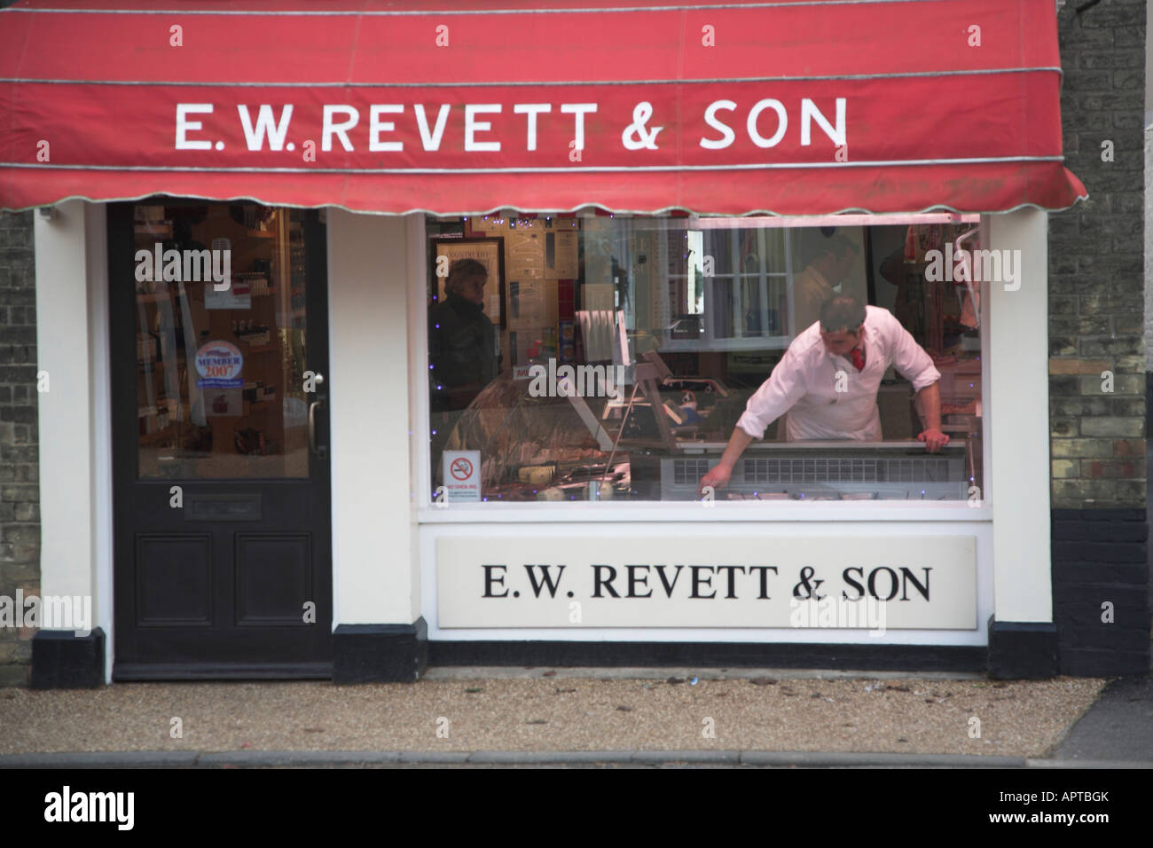 Revett and Son butchers shop Wickham Market, Suffolk, England Stock