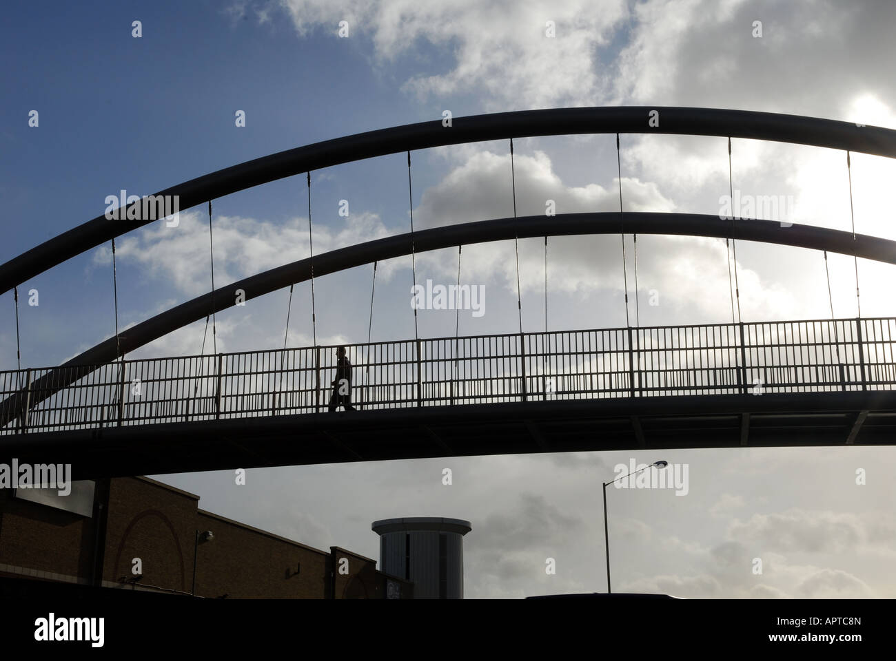 Person on suspension bridge hi-res stock photography and images - Alamy