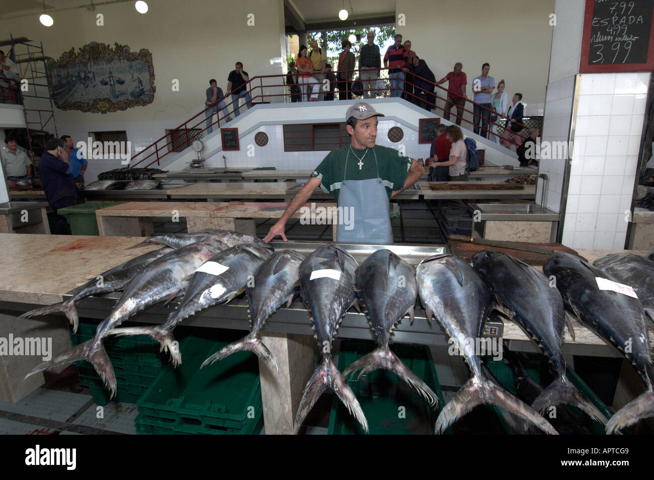 Tuna fish in Mercado dos Lavradores fish market, Funchal ,Madeira, Portugal Stock Photo