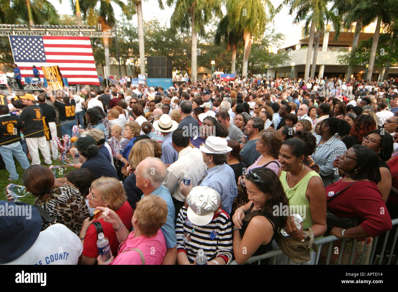 Miami Florida,Stephen P. Clark Government Center,centre,Democratic Party presidential election rally,political event,candidate supporters,audience,cro Stock Photo