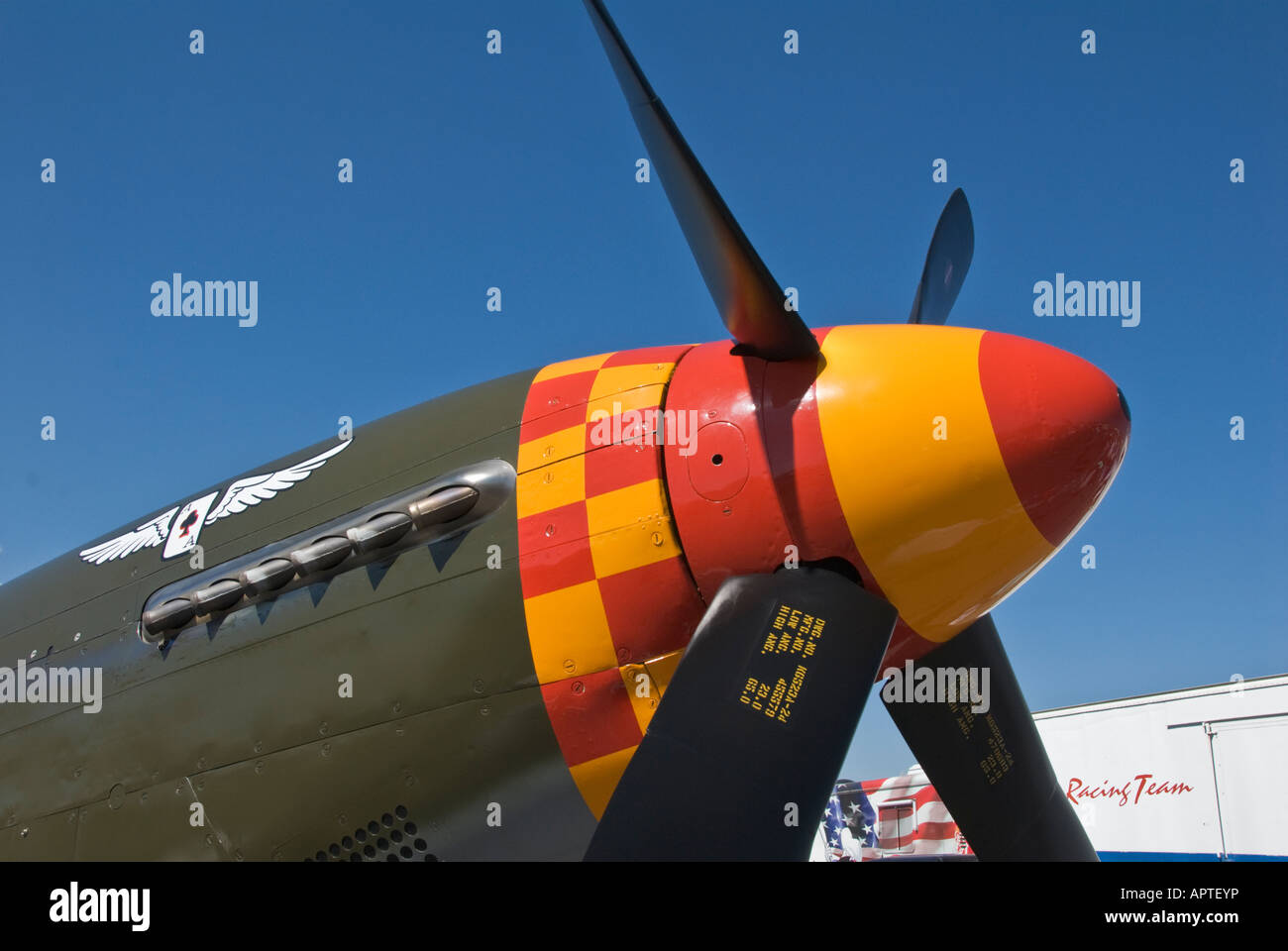 Nevada Reno Air Races pits P51D nose Stock Photo - Alamy