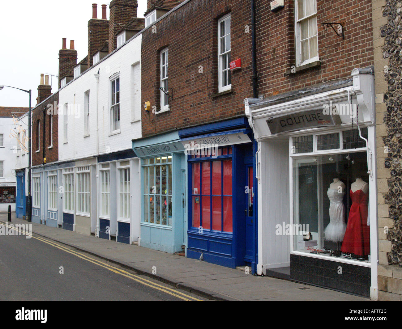 listed victorian shop fronts houses canterbury Stock Photo