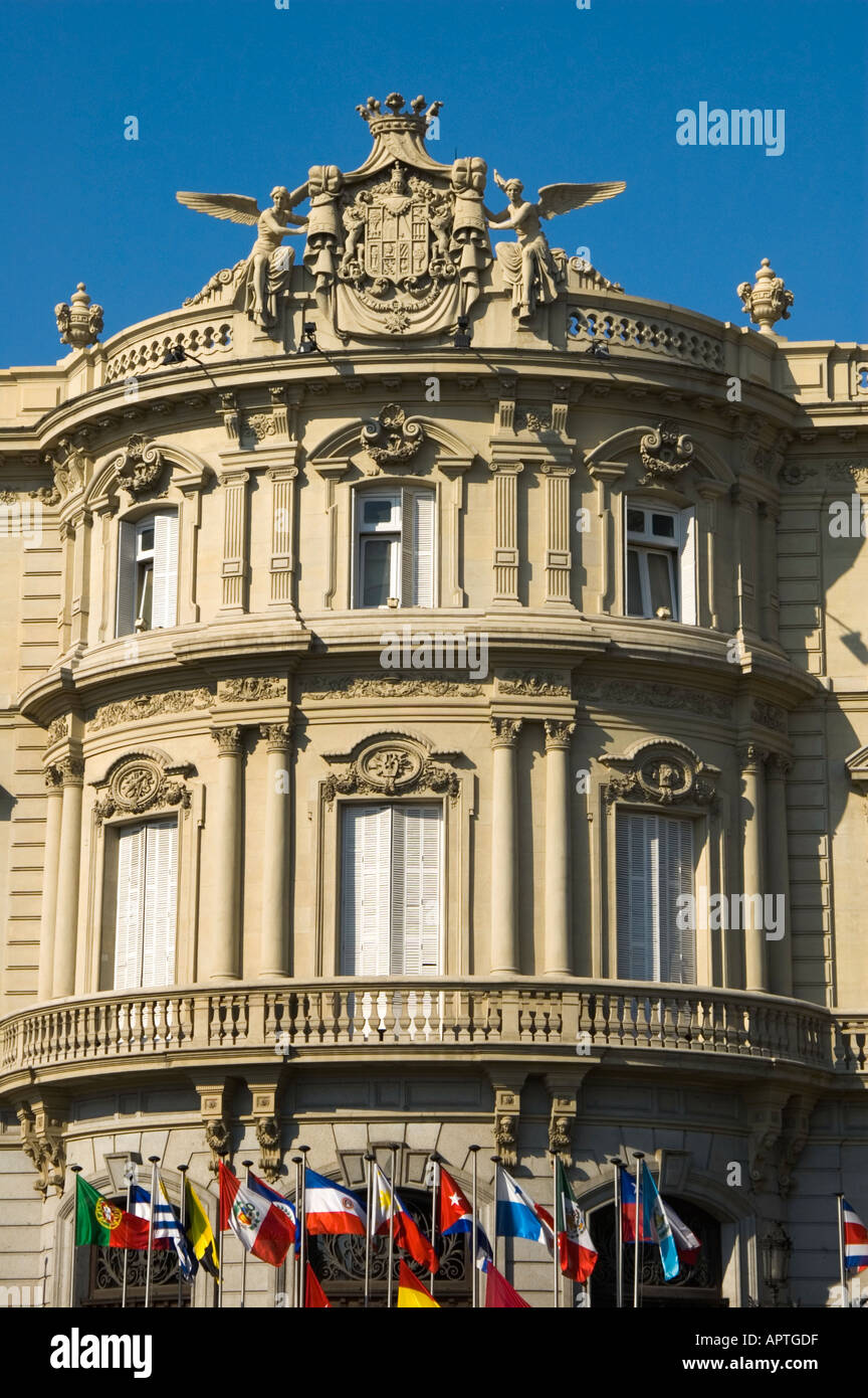 The Neo Baroque Palácio de Linares or Casa de América cultural centre which showcases Latin American art Madrid Spain Stock Photo