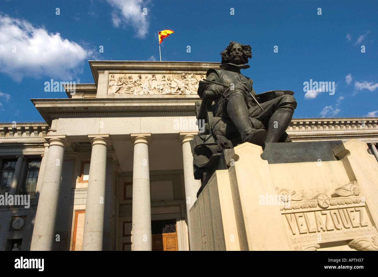 Monument of Spanish artist Diego Velázquez in front of Madrid s main art museum Museo del Prado Spain Stock Photo