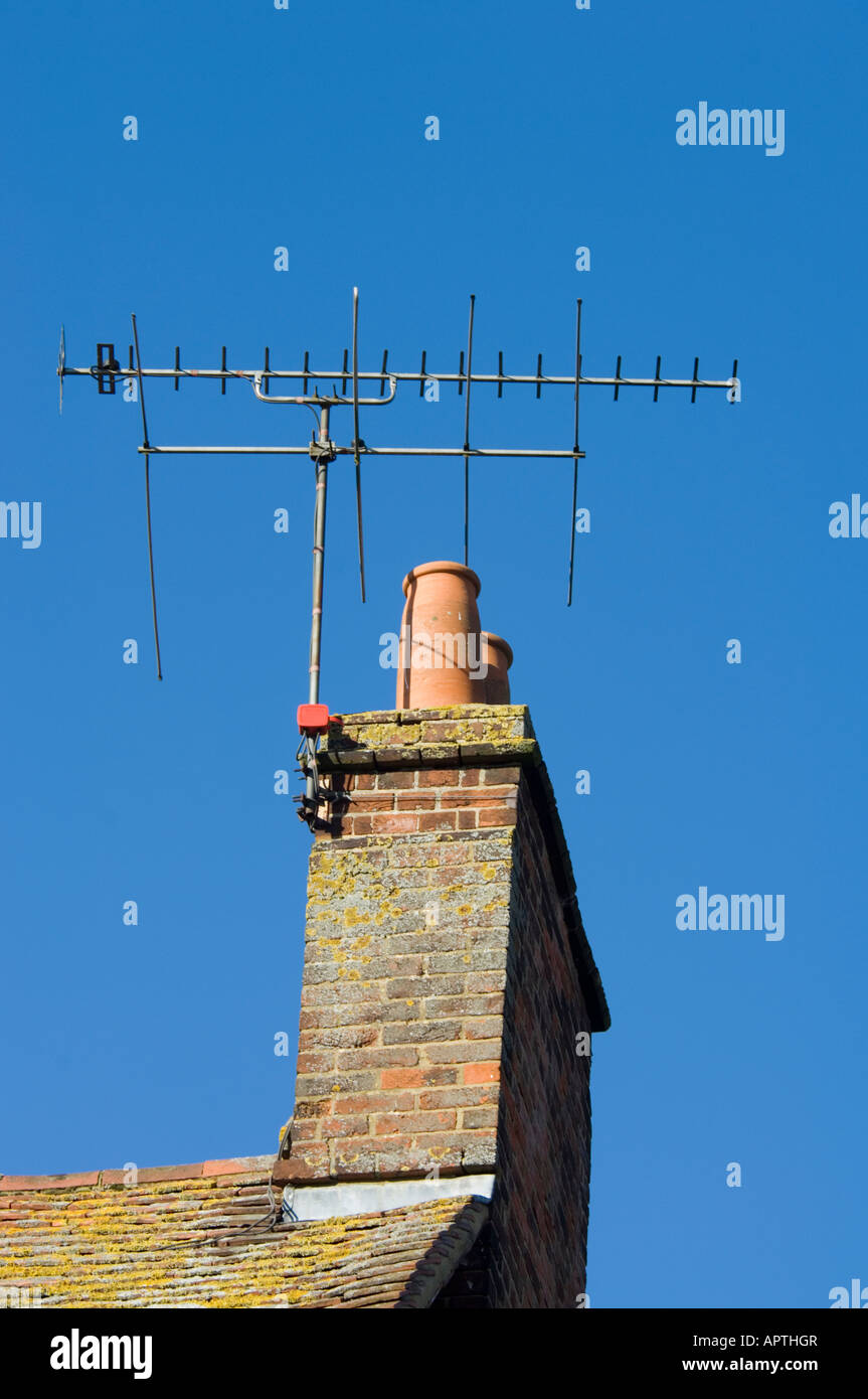 Chimney pots and TV aerials Farnham Surrey Stock Photo