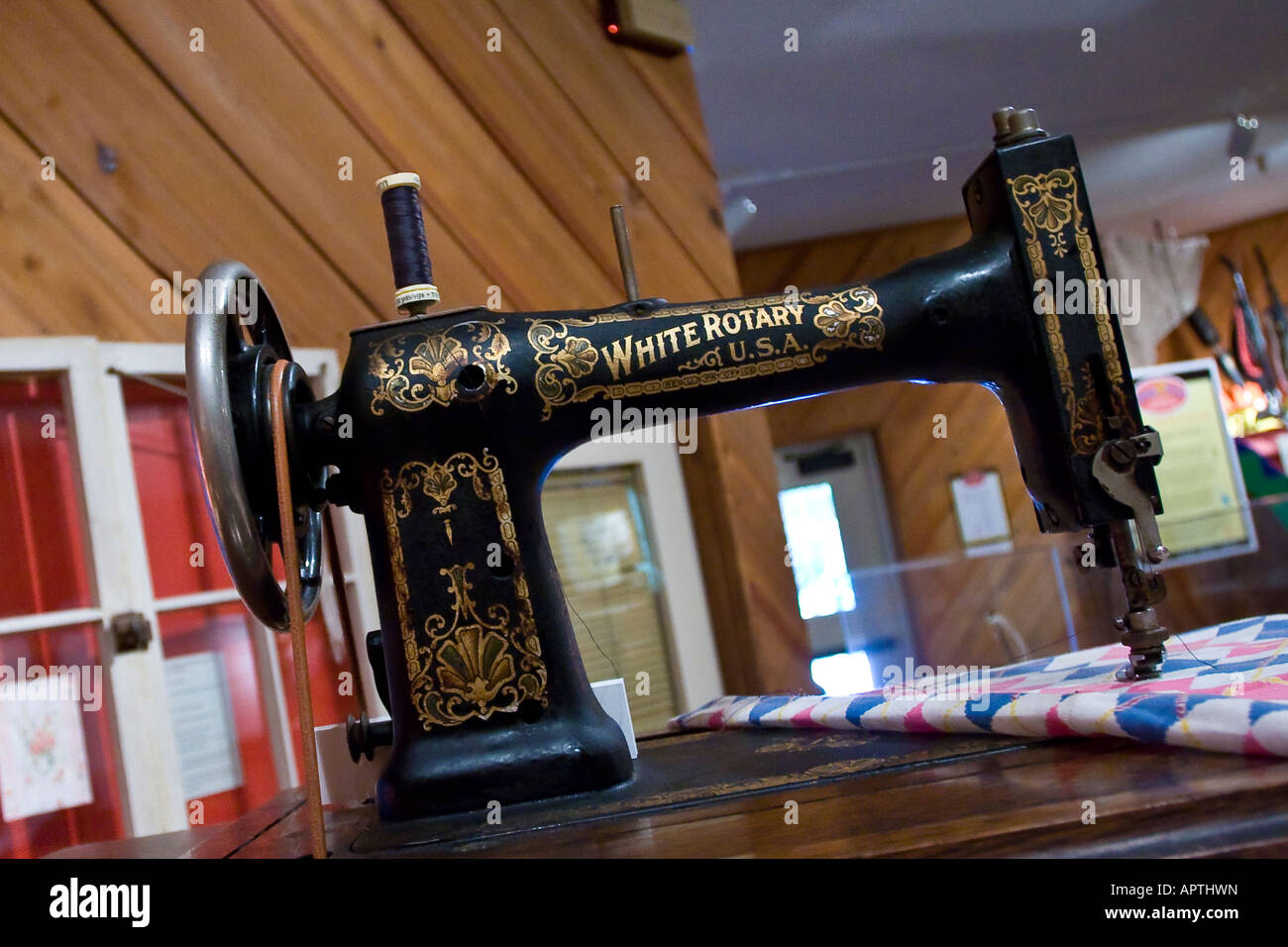 Antique White Rotary sewing machine made in USA Stock Photo Alamy