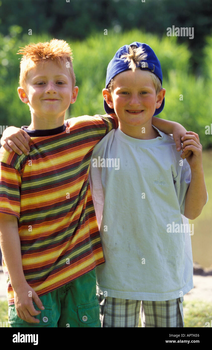 Portrait of two cool boys Stock Photo