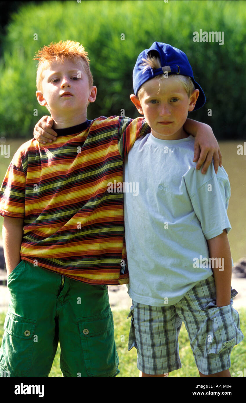 Portrait of two cool boys Stock Photo