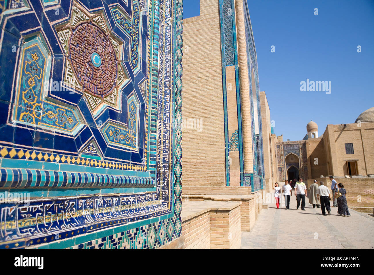 Line of mausoleums at Shahr i Zindah in Samarkand Stock Photo