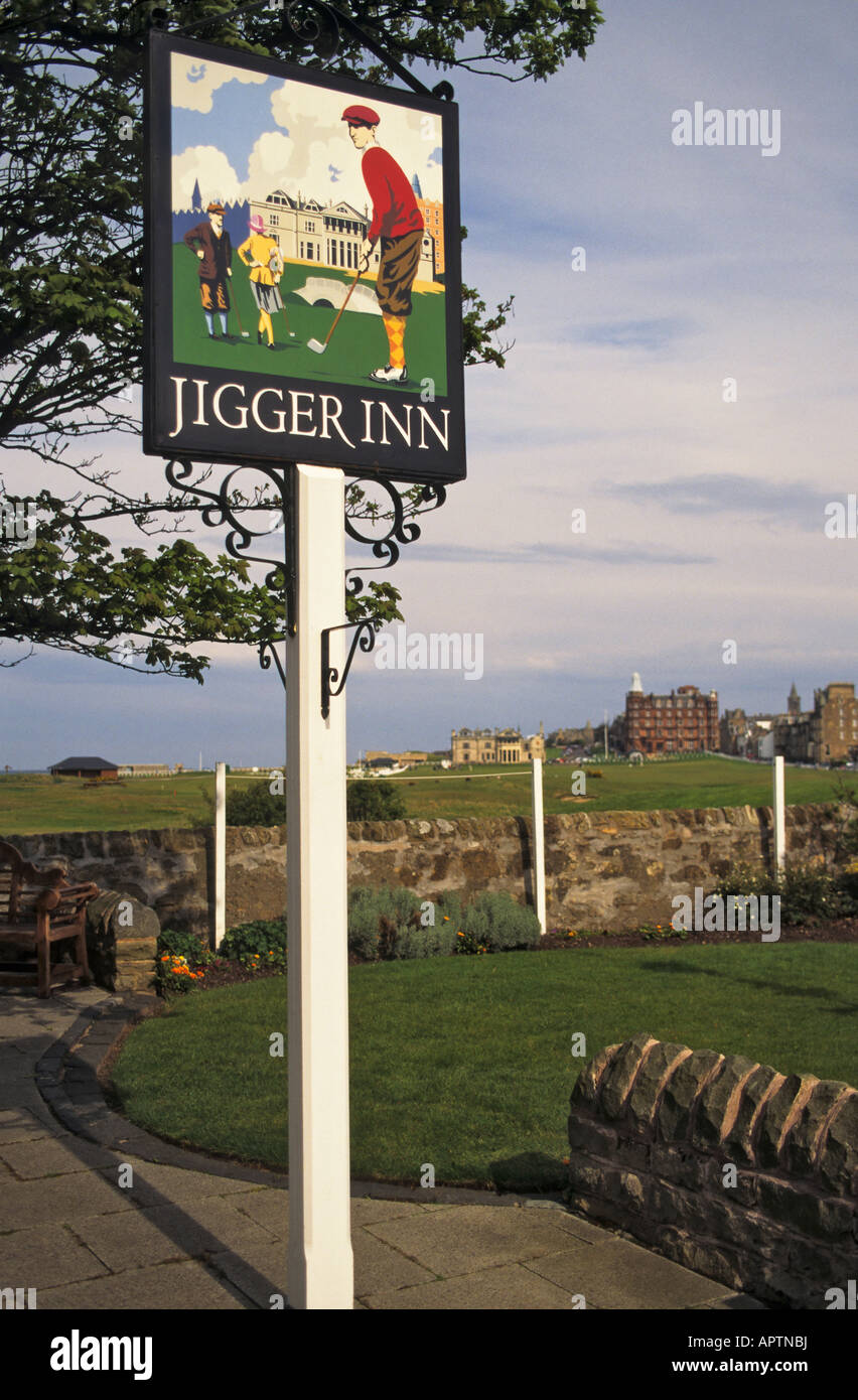 Scotland Fife St Andrews Jigger Inn pub sign at Old Course Hotel Golf Resort and Spa Stock Photo