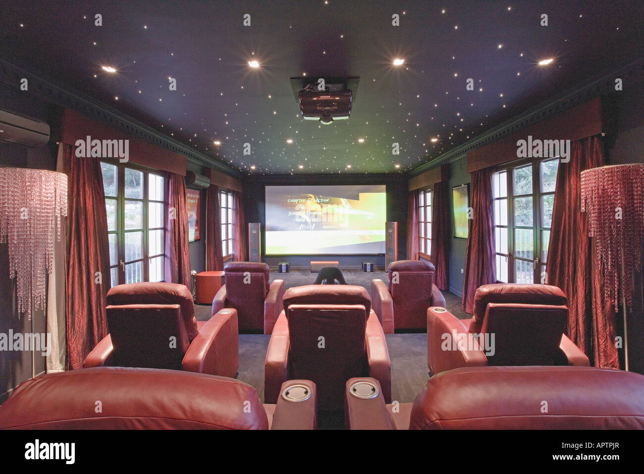 Modern Spanish Villa Cinema Room Stock Photo 15863230 Alamy