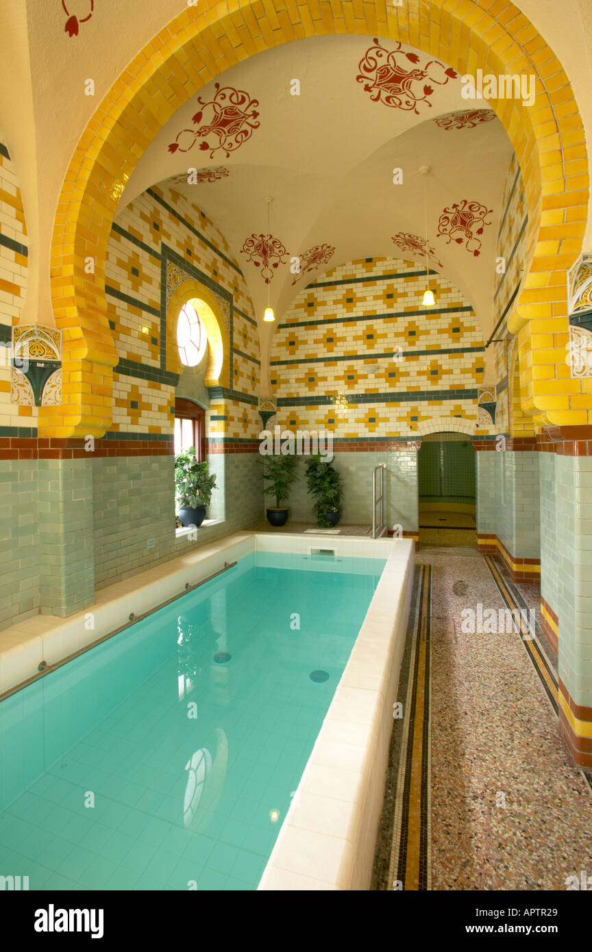 Interior of the Turkish Spa Baths in Harrogate Yorkshire showing the artisic decor Stock Photo ...