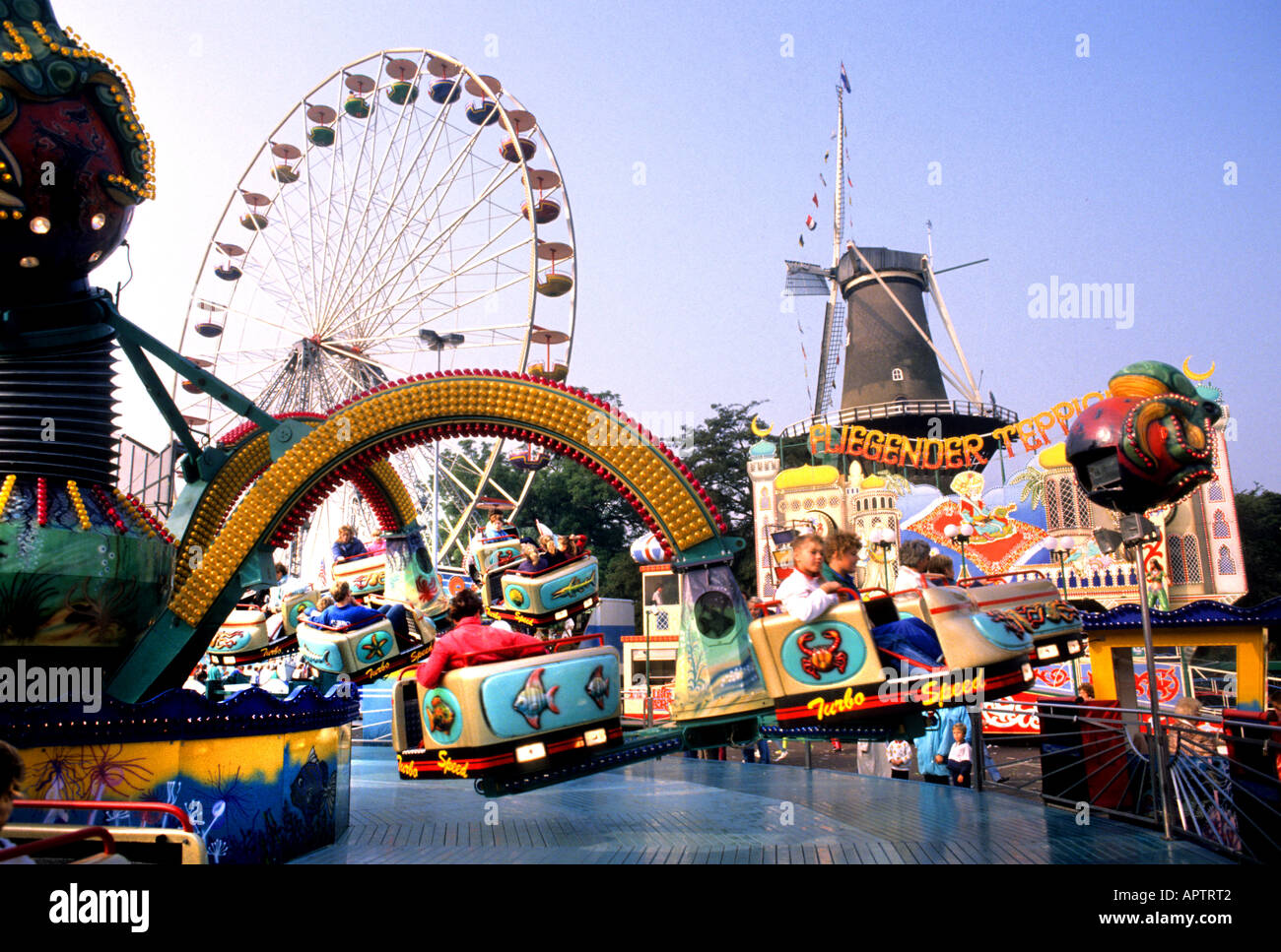 3 three October parade an fair ground Stock Photo