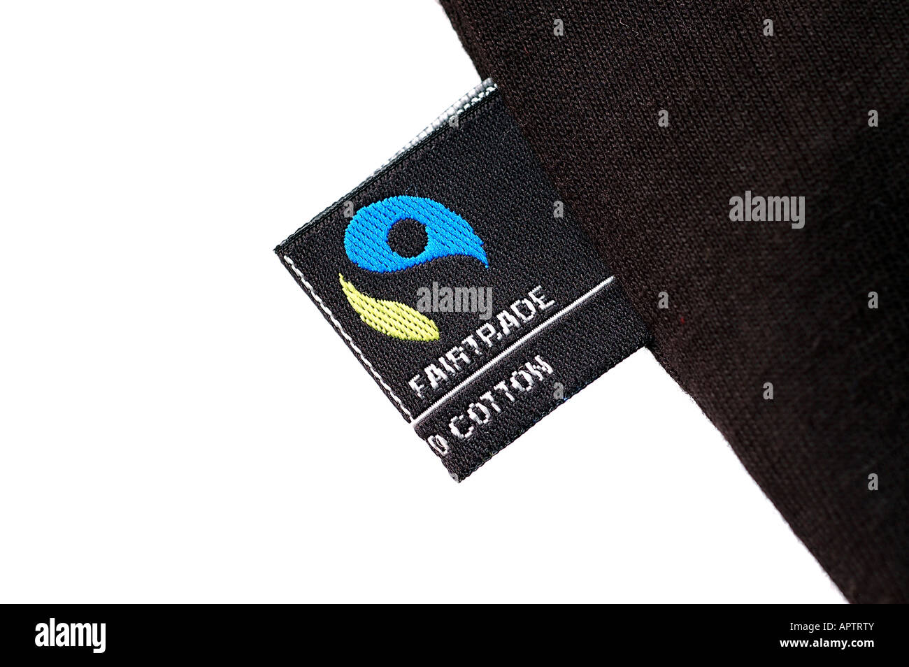 Fair trade clothing logo on a black t-shirt Stock Photo - Alamy