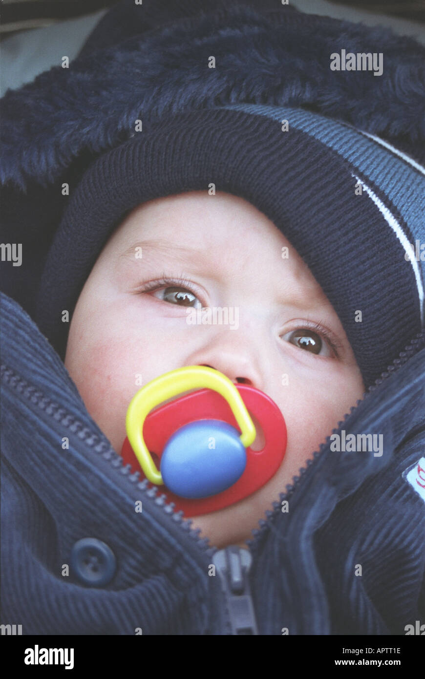 baby boy wrapped up in pram Stock Photo Alamy