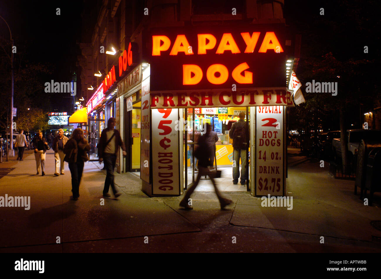 A Papaya Dog fast food restaurant in Greenwich Village Stock Photo Alamy