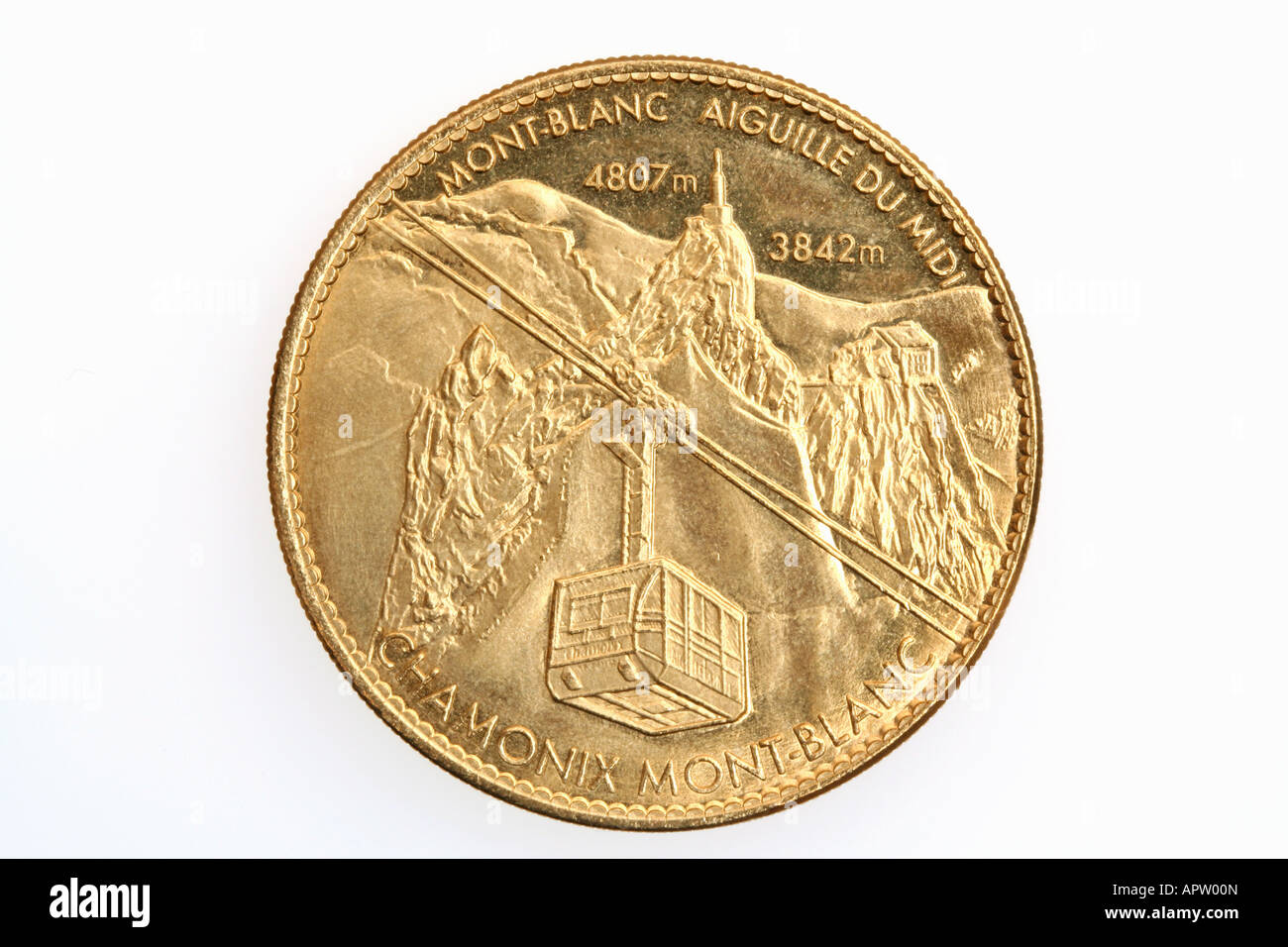 Chamonix MontBlanc souvenir coin Stock Photo Alamy