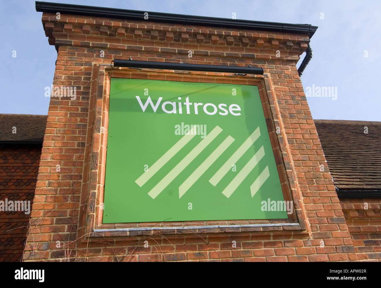 Waitrose logo Farnham Surrey Stock Photo