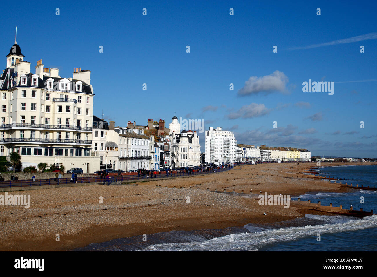 view along marine parade through to royal parade from eastbourne pier eastbourne east sussex england uk Stock Photo