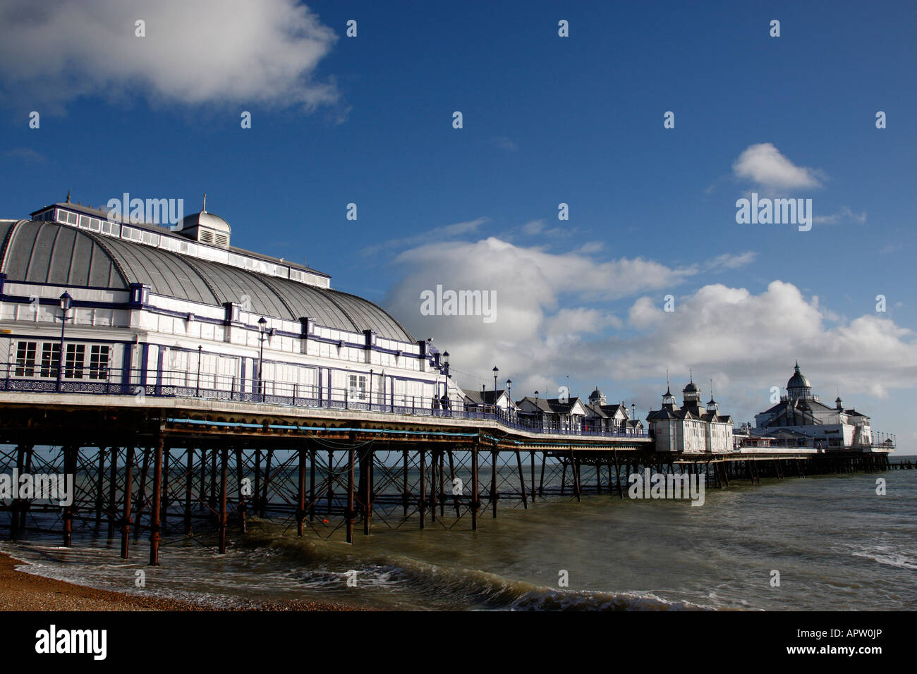 eastbourne pier built in the 1870's taken from the beach along grand parade eastbourne east sussex england uk Stock Photo