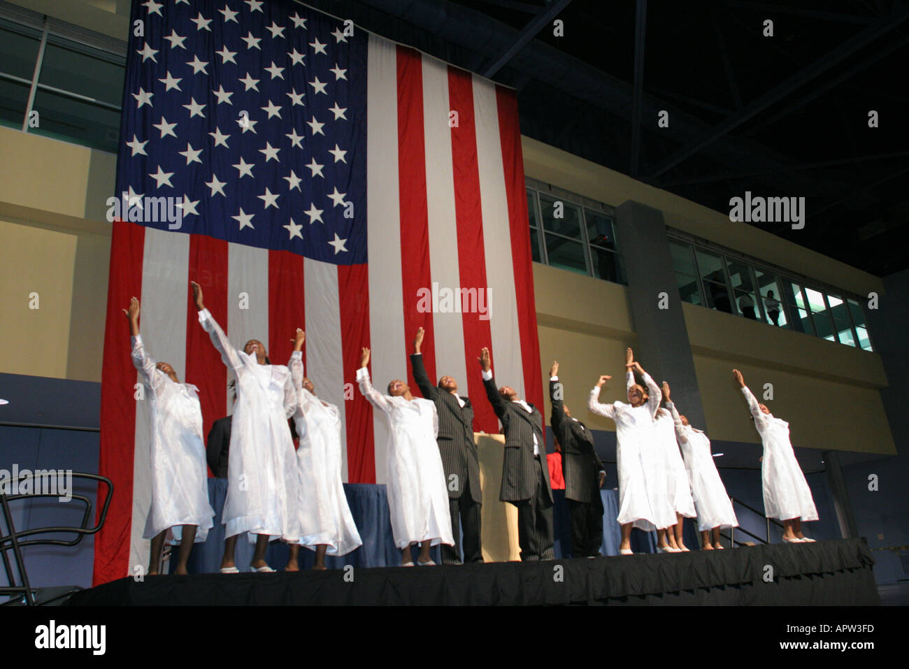 Miami Beach Florida,Convention Center,centre,US Citizenship Ceremony,patriotic entertainment,performance,show,Black Blacks African Africans ethnic min Stock Photo