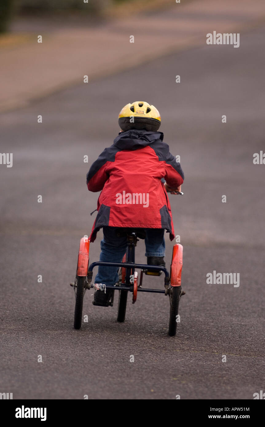 Four Year Old Boy On Tricycle Stock Photo
