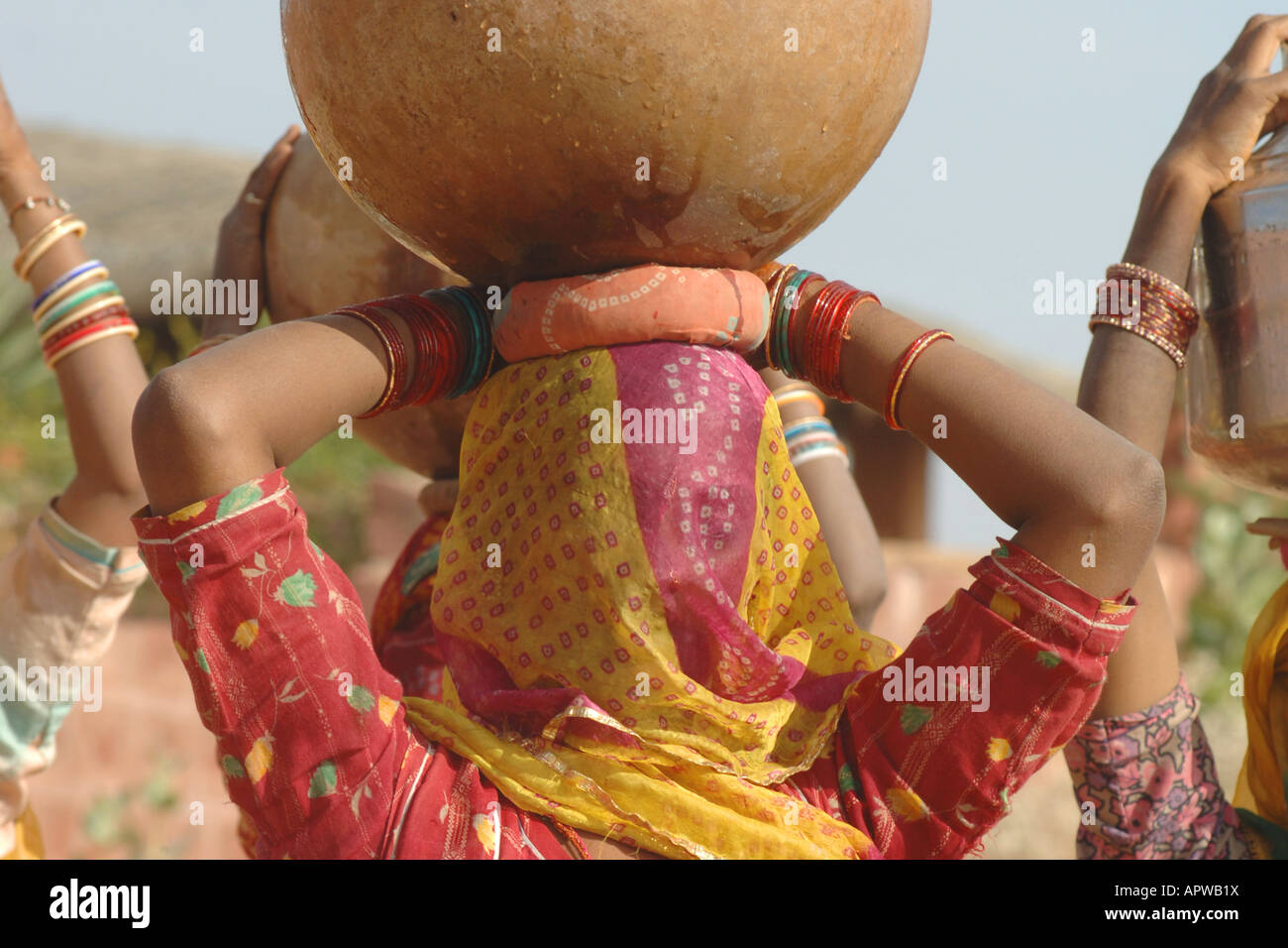 woman with waterjug in india Stock Photo