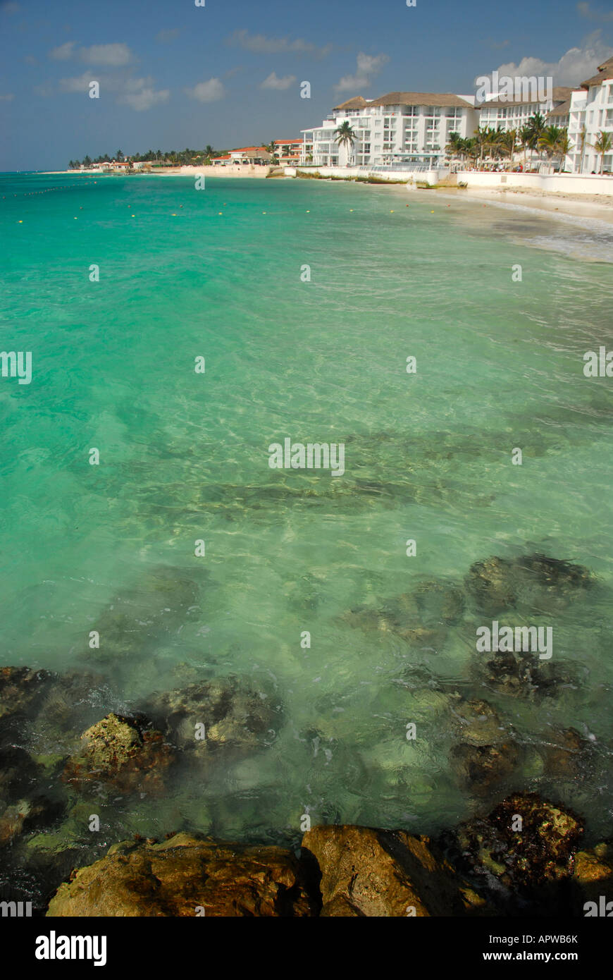 Resort area and bay on Playa del Carmen beach Stock Photo Alamy