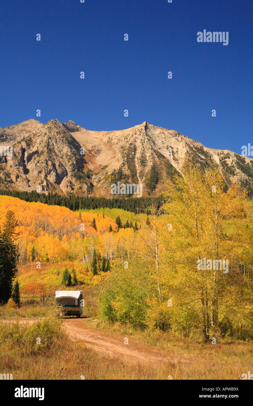 Camper at East Beckwith Mountain, Kebler Pass, Crested Butte, Colorado