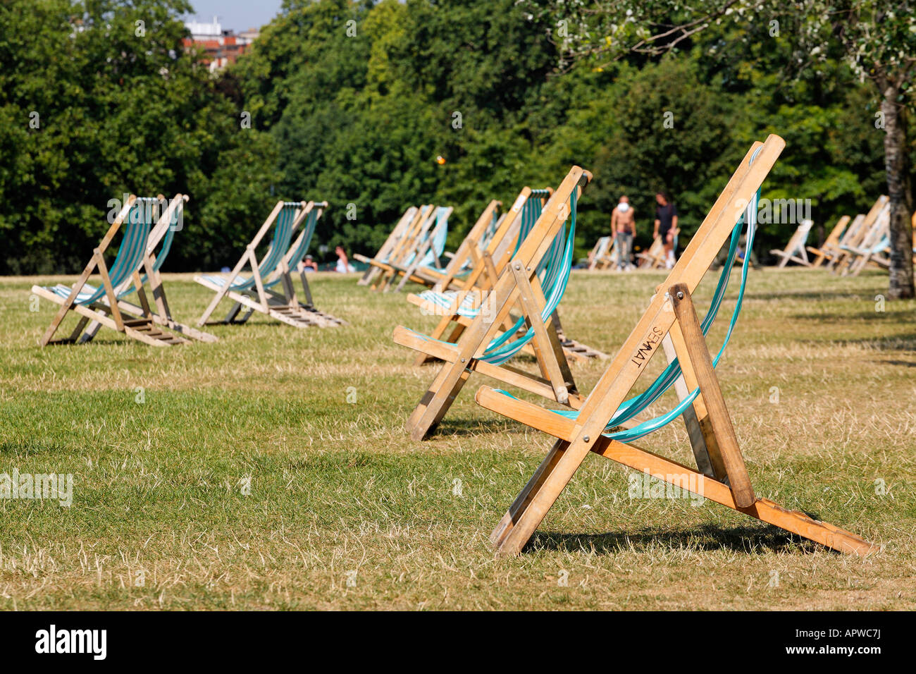 Deck chairs in Hyde Park London UK Stock Photo Alamy