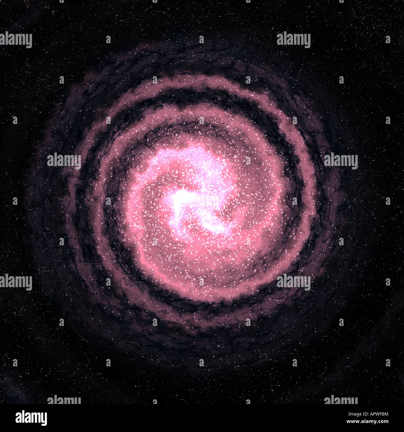 large red pink swirling galaxy in space Stock Photo