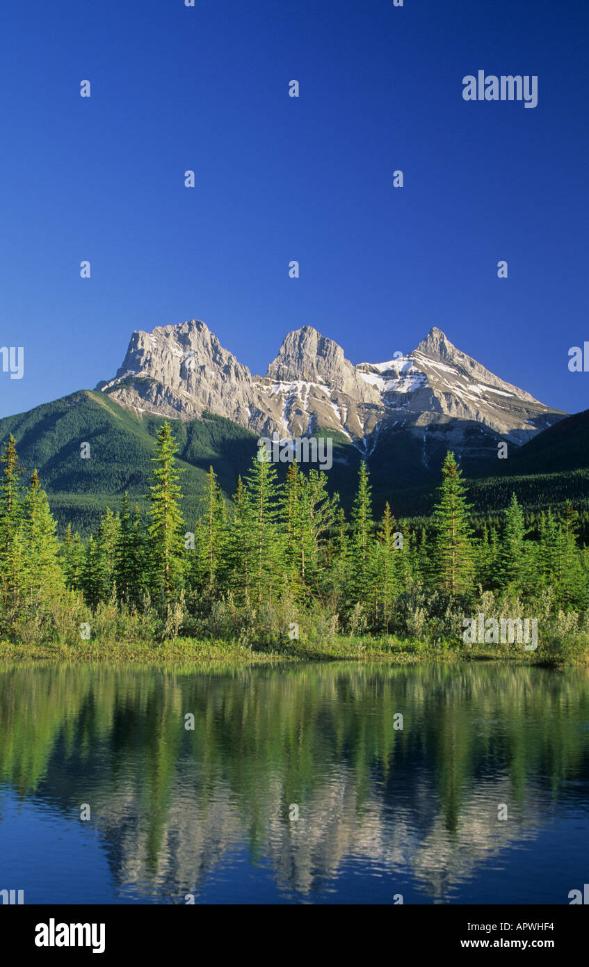 Three Sisters Mountains Canmore Alberta Canada Stock Photo Alamy