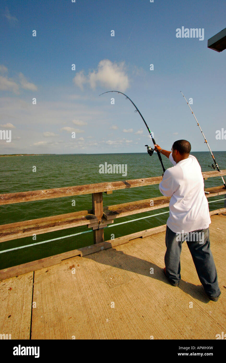 Fishing, Point Lookout State Park, Scotland, Maryland, USA Stock Photo
