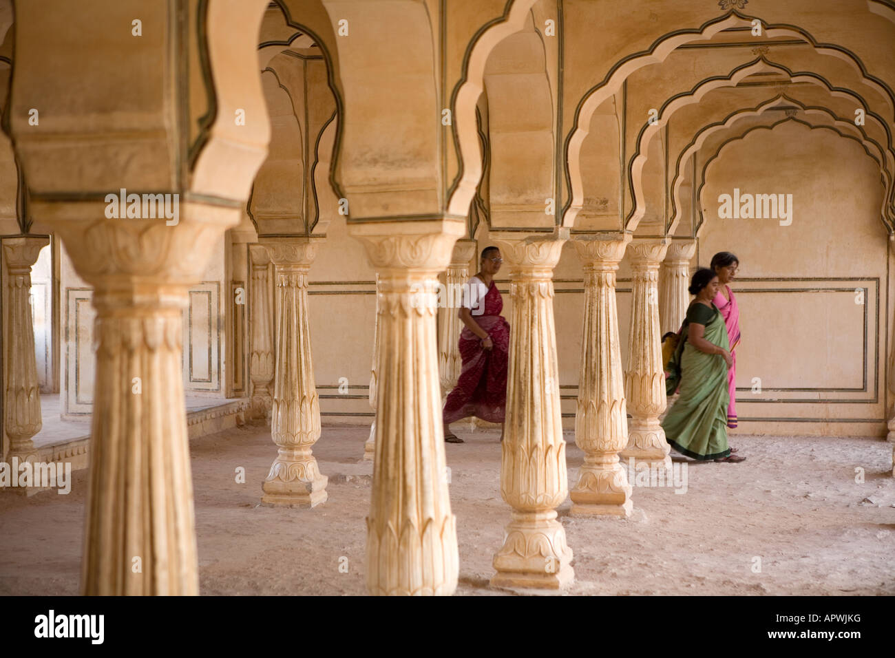 Columned porch at Amber Fort in Jaipur Stock Photo